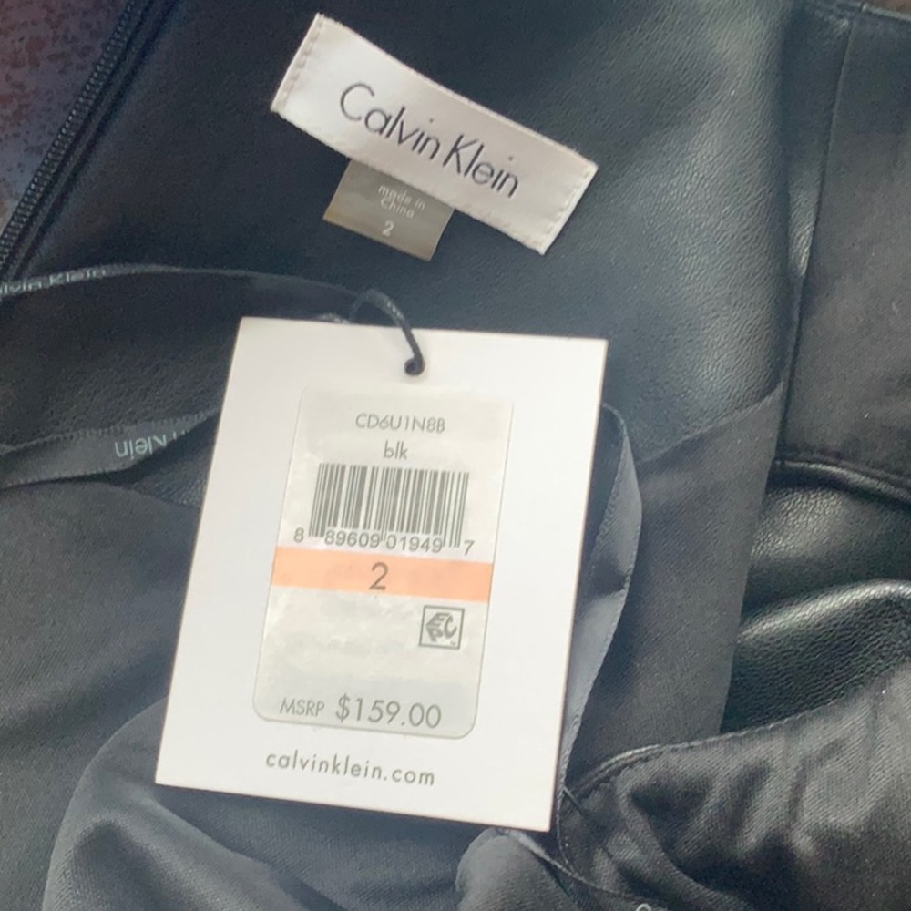 HP✨Calvin Klein Faux Leather ZIP Front Dress 2 NWT - Picture 8 of 8